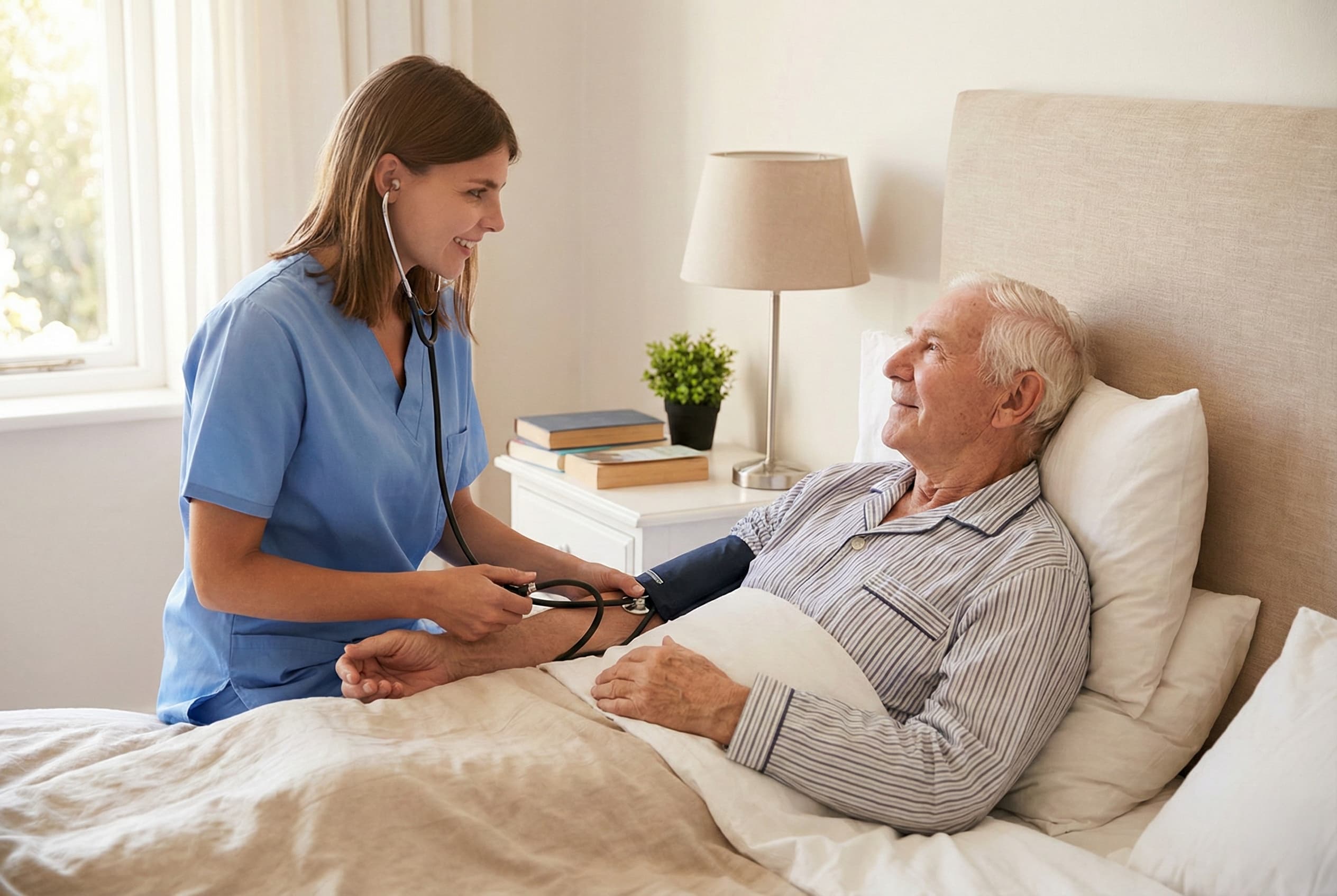 Enfermera cuidando paciente